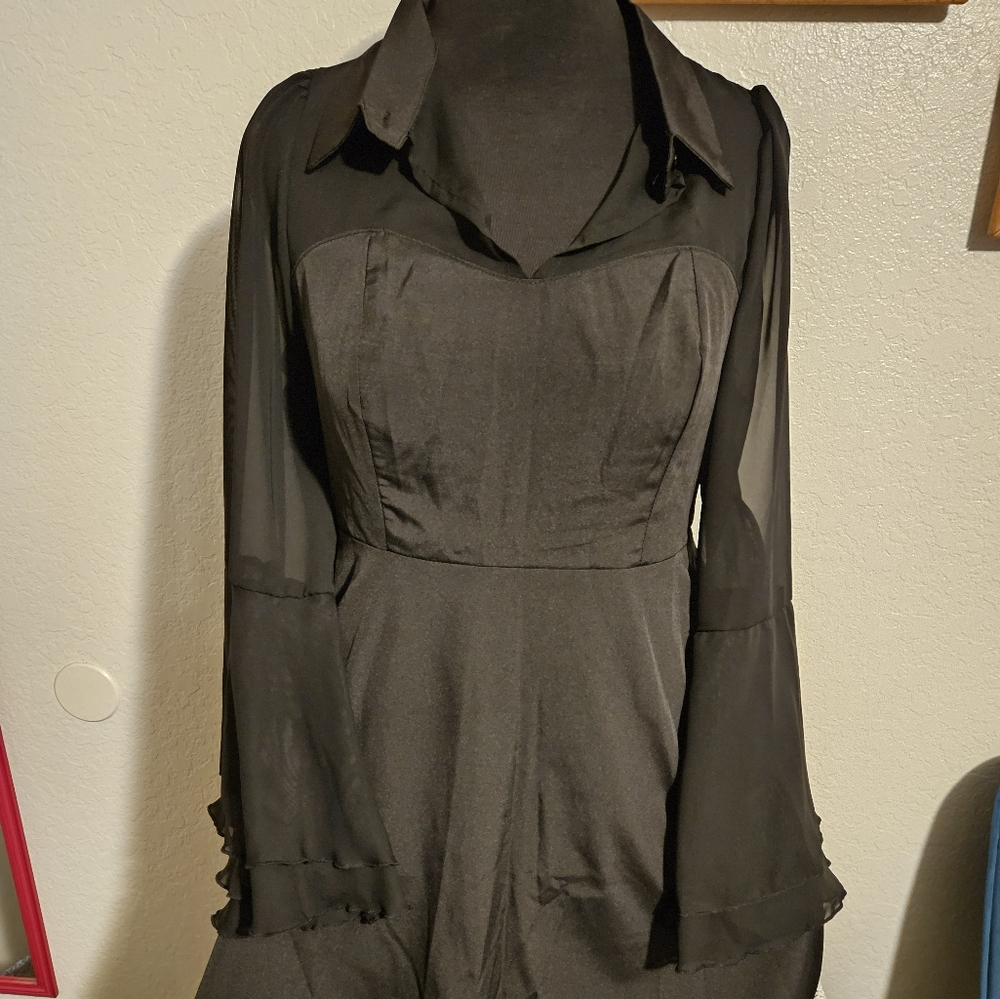 Elegant Black Long-Sleeve Dress